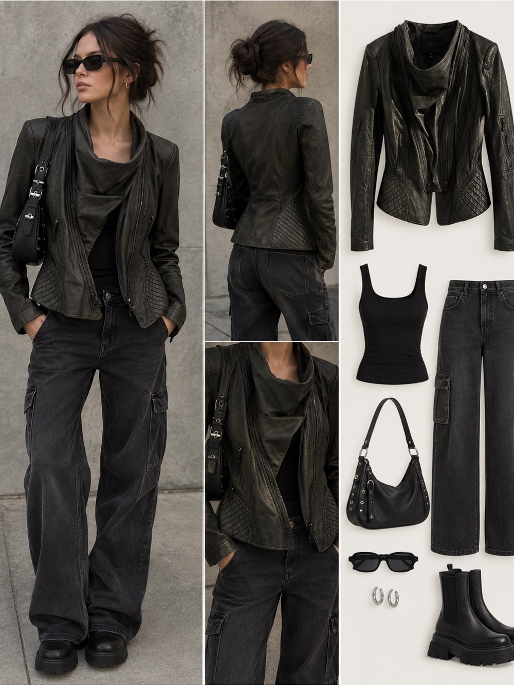 Robert Rodriguez Black Quilted Panel Leather Jacket